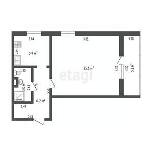 1-к квартира, вторичка, 40м2, 8/10 этаж