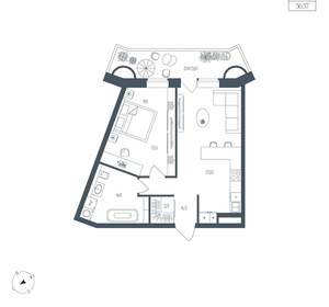 1-к квартира, вторичка, 57м2, 4/10 этаж