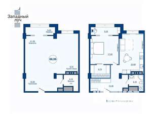 2-к квартира, вторичка, 66м2, 6/25 этаж