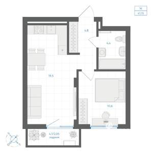 1-к квартира, вторичка, 41м2, 3/8 этаж