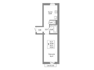 1-к квартира, строящийся дом, 34м2, 10/10 этаж