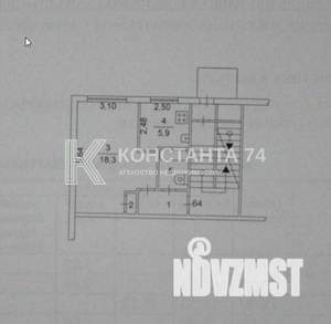 1-к квартира, вторичка, 31м2, 1/5 этаж
