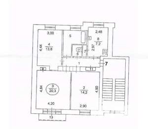 3-к квартира, вторичка, 72м2, 4/4 этаж