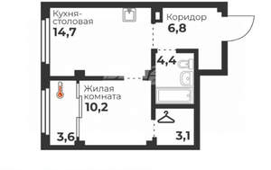 1-к квартира, вторичка, 39м2, 5/23 этаж