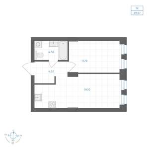 1-к квартира, вторичка, 40м2, 2/30 этаж