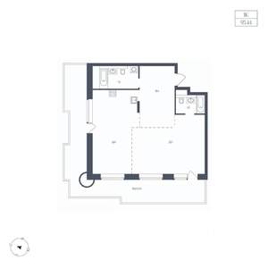 1-к квартира, вторичка, 95м2, 6/9 этаж