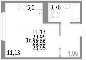 Студия квартира, строящийся дом, 24м2, 1/10 этаж
