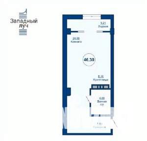 1-к квартира, вторичка, 46м2, 6/24 этаж