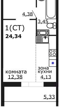 Студия квартира, вторичка, 24м2, 14/18 этаж