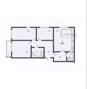 3-к квартира, вторичка, 95м2, 5/25 этаж