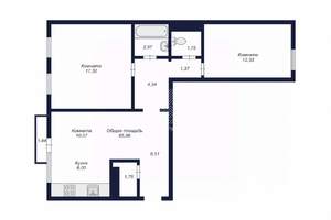 3-к квартира, вторичка, 66м2, 9/10 этаж