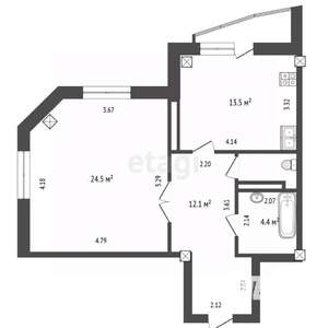 1-к квартира, вторичка, 56м2, 4/13 этаж