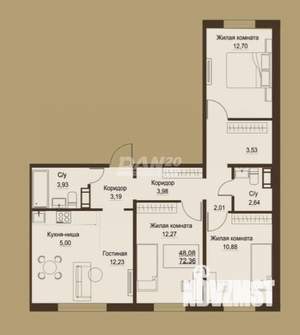 3-к квартира, вторичка, 72м2, 7/9 этаж