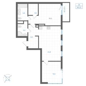 2-к квартира, вторичка, 80м2, 8/10 этаж