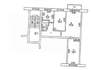 3-к квартира, вторичка, 59м2, 5/5 этаж
