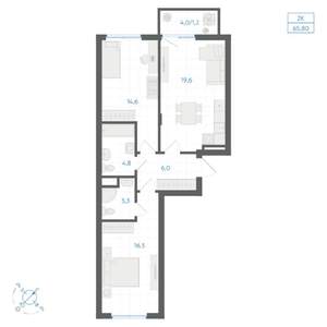 2-к квартира, вторичка, 66м2, 3/14 этаж