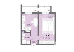 1-к квартира, вторичка, 38м2, 13/16 этаж