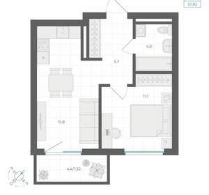 1-к квартира, вторичка, 38м2, 11/18 этаж