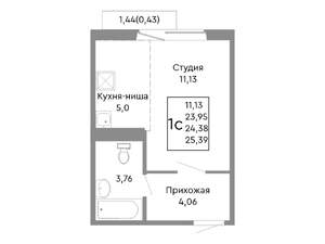 Студия квартира, строящийся дом, 24м2, 3/10 этаж