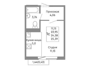 Студия квартира, вторичка, 24м2, 6/10 этаж