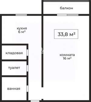 1-к квартира, вторичка, 34м2, 9/9 этаж