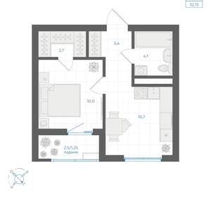 1-к квартира, вторичка, 32м2, 4/18 этаж
