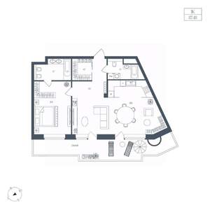 1-к квартира, вторичка, 87м2, 3/7 этаж