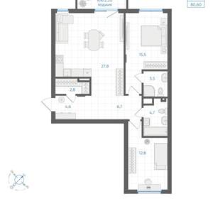 2-к квартира, вторичка, 81м2, 5/18 этаж