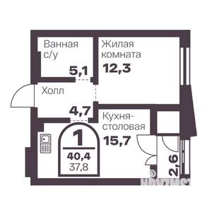 1-к квартира, вторичка, 38м2, 5/24 этаж