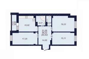 3-к квартира, вторичка, 91м2, 14/14 этаж