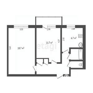 2-к квартира, вторичка, 47м2, 4/9 этаж