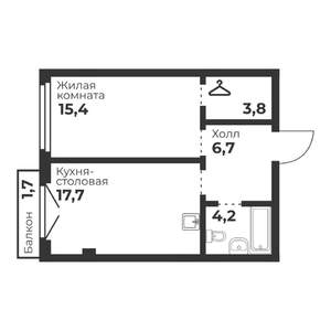 1-к квартира, вторичка, 48м2, 3/23 этаж