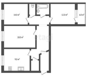3-к квартира, вторичка, 70м2, 9/10 этаж