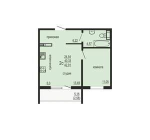 1-к квартира, вторичка, 43м2, 7/10 этаж