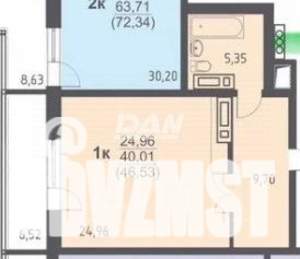 Студия квартира, сданный дом, 46м2, 20/20 этаж