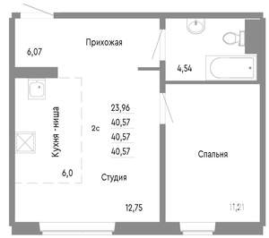 2-к квартира, строящийся дом, 41м2, 1/10 этаж