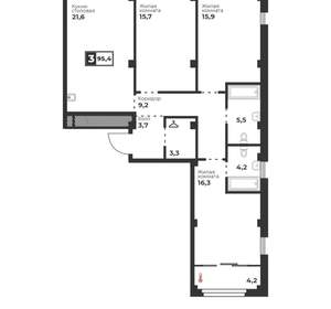 3-к квартира, вторичка, 95м2, 14/17 этаж