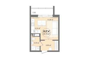 1-к квартира, вторичка, 28м2, 6/13 этаж