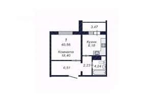 1-к квартира, вторичка, 41м2, 15/16 этаж