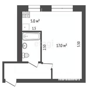 1-к квартира, вторичка, 27м2, 2/5 этаж
