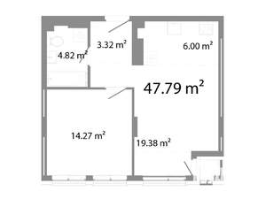2-к квартира, строящийся дом, 48м2, 7/25 этаж