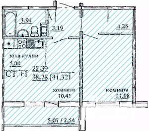 2-к квартира, строящийся дом, 41м2, 8/10 этаж