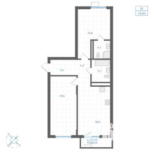 2-к квартира, вторичка, 77м2, 3/8 этаж