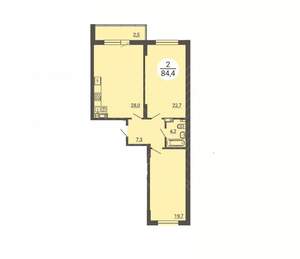 2-к квартира, вторичка, 84м2, 12/25 этаж