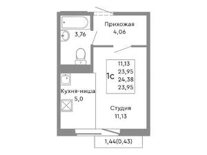 Студия квартира, строящийся дом, 24м2, 5/10 этаж