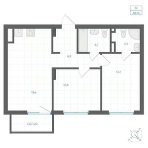 2-к квартира, вторичка, 58м2, 7/18 этаж