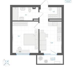 1-к квартира, вторичка, 41м2, 8/18 этаж