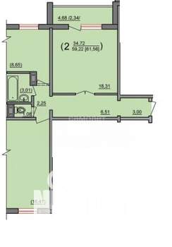 2-к квартира, вторичка, 59м2, 5/10 этаж