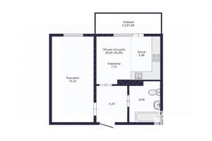 2-к квартира, сданный дом, 41м2, 7/18 этаж