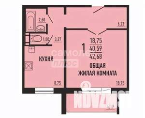 1-к квартира, вторичка, 41м2, 5/10 этаж